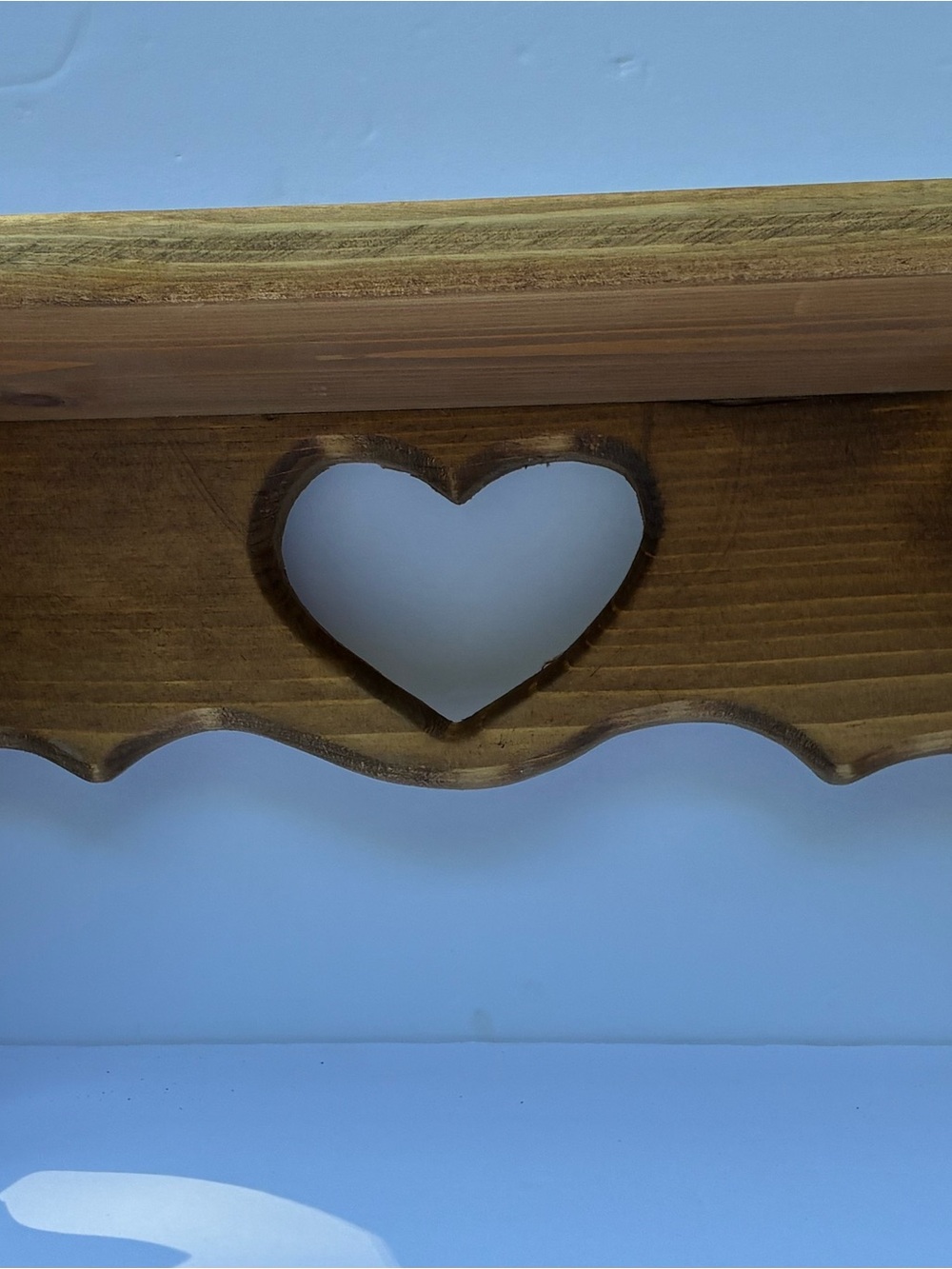 Vintage Wood Heart Wall Shelf Hooks Cottagecore Farmhouse - Picture 5 of 15